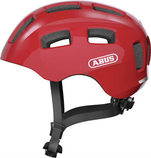 Abus Youn-I 2.0 Black Violet LED lys | Sort og lilla cykelhjelm til børn og unge